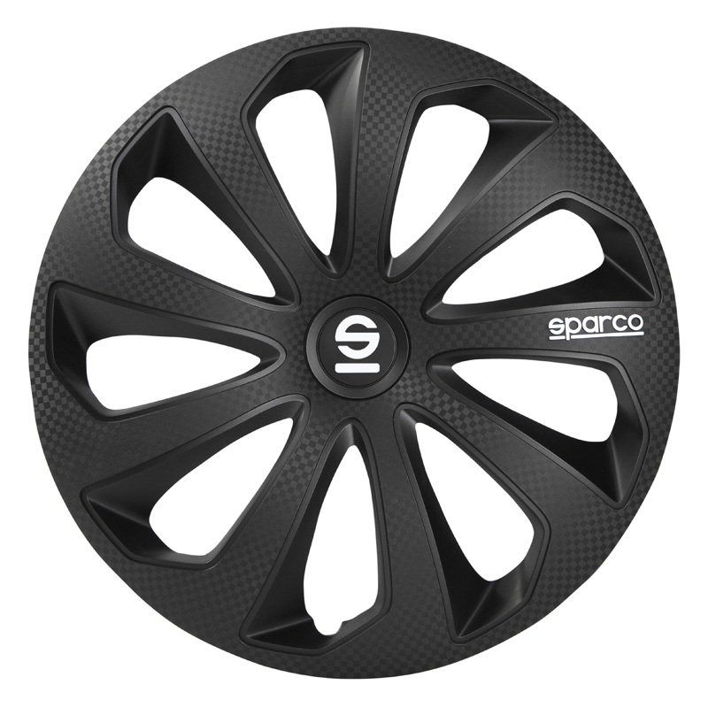 Sparco Enjoliveurs Sicilia - 14-pouces - Noir/Carbone - Set de 4 pièces