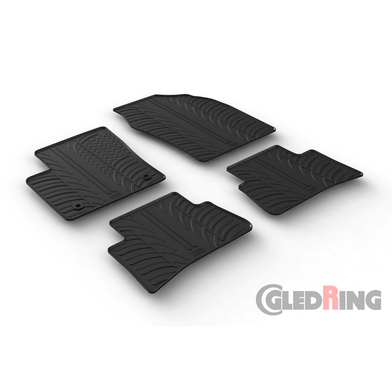 Set tapis de caoutchouc sur mesure pour Toyota C-HR 2016-2023 (T profil 4-pièces + clips de montage)