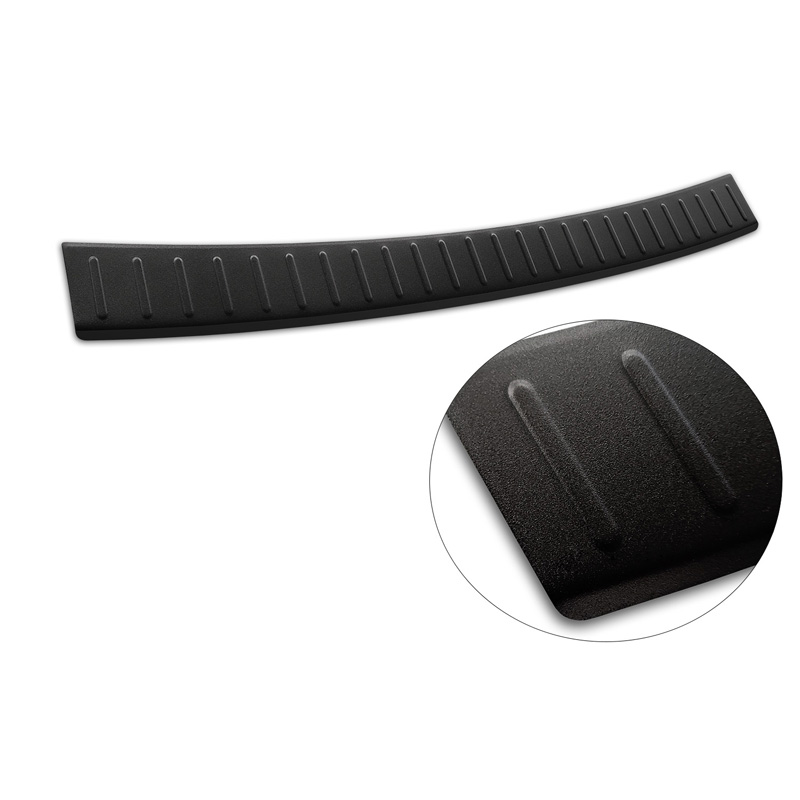 Protection de seuil arrière inox noir mat sur mesure pour Mercedes Classe-C W205 Kombi 2014-2021 'Ribs'