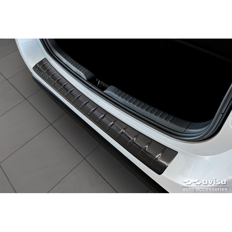 Protection de seuil arrière inox noir sur mesure pour Mazda 2 Hybrid 2022- 'Ribs'