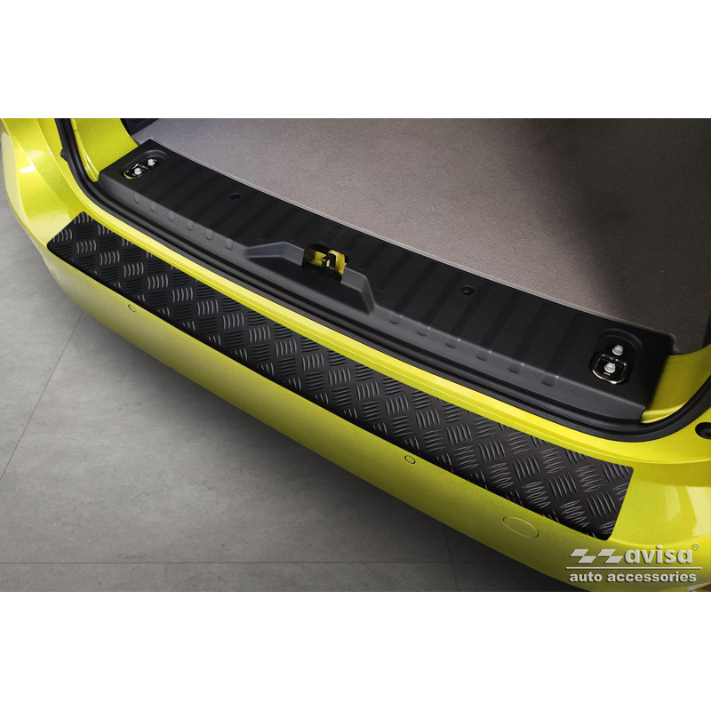 Protection de seuil arrière en aluminium noir mat sur mesure pour Volkswagen ID. Buzz + Cargo 2022- 'Riffled Plate'