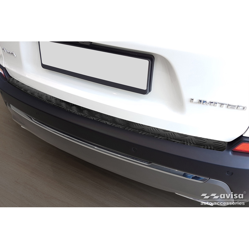Protection de seuil arrière en aluminium noir mat sur mesure pour Jeep Cherokee Facelift 2018- 'Riffled Plate'