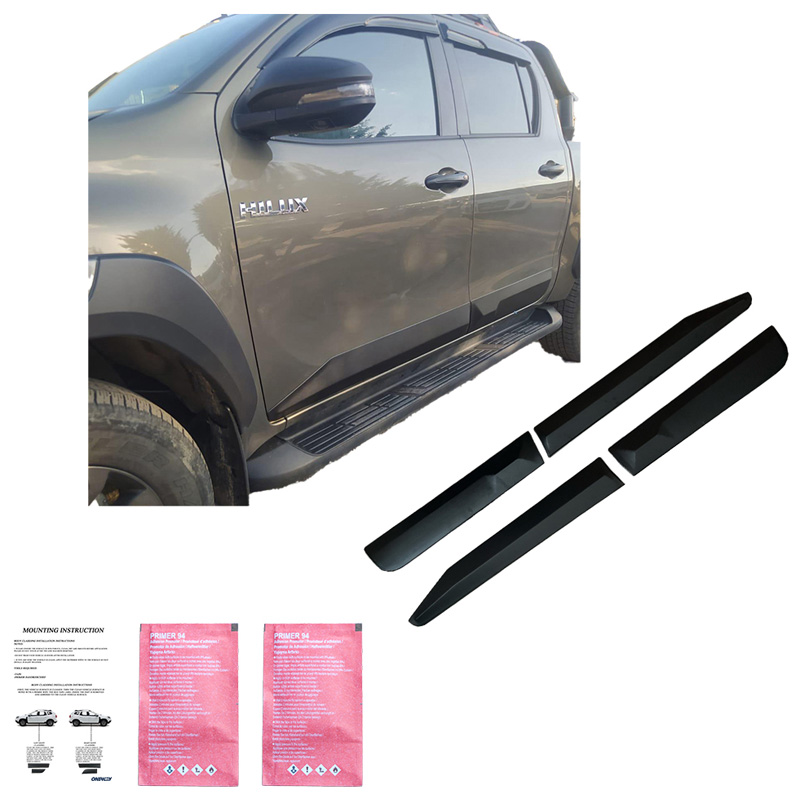 Jeu de baguettes de porte sur mesure pour Toyota Hilux 8ème Gen. 2015- - Version 2 - Noir mat