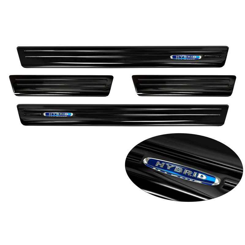 Seuils de portes inoxydable noir sur mesure pour Peugeot 508 II Sedan 2019- 'Hybrid' - 4-pièces