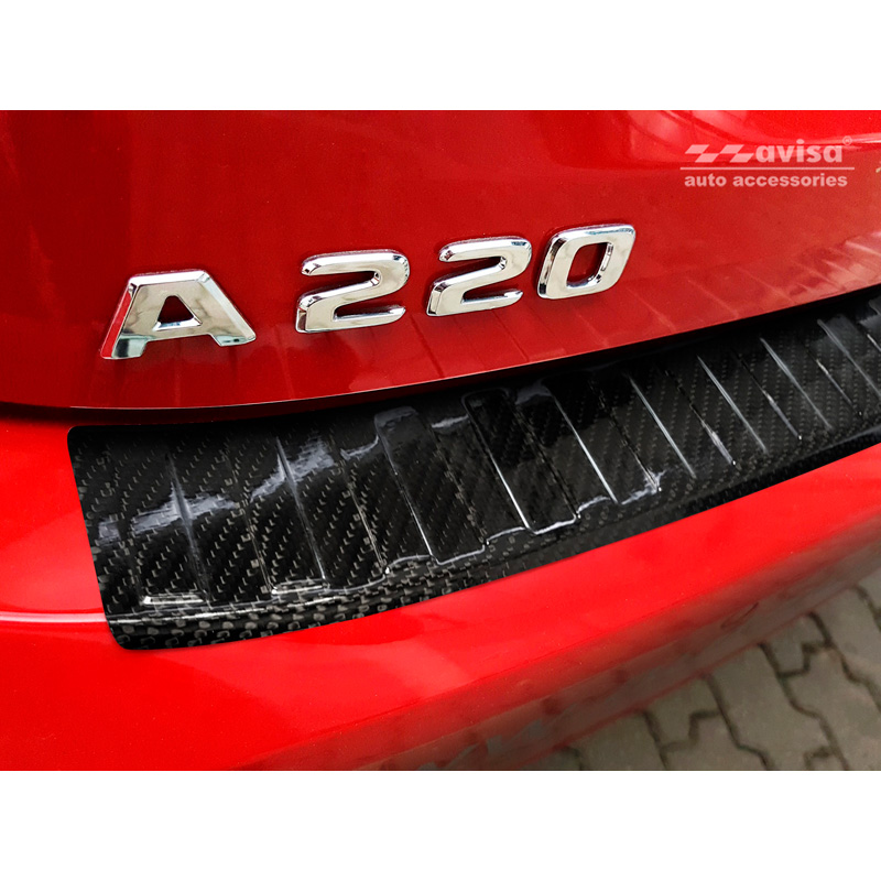 Protection de seuil arrière carboné 3D sur mesure pour Mercedes Classe-A W177 2018-