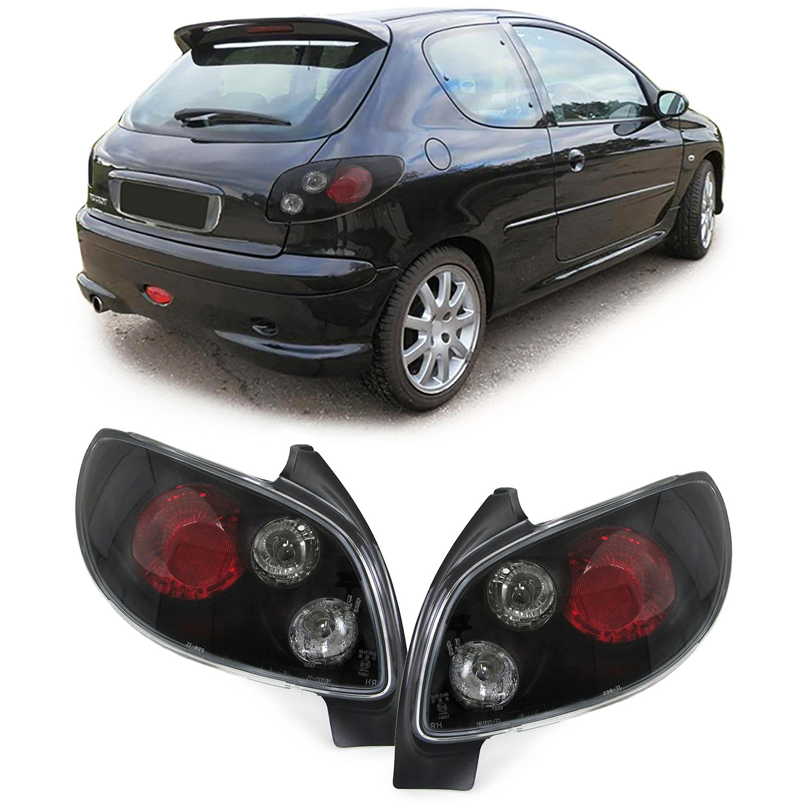 Feux arriere Peugeot 206 Lexus look noire