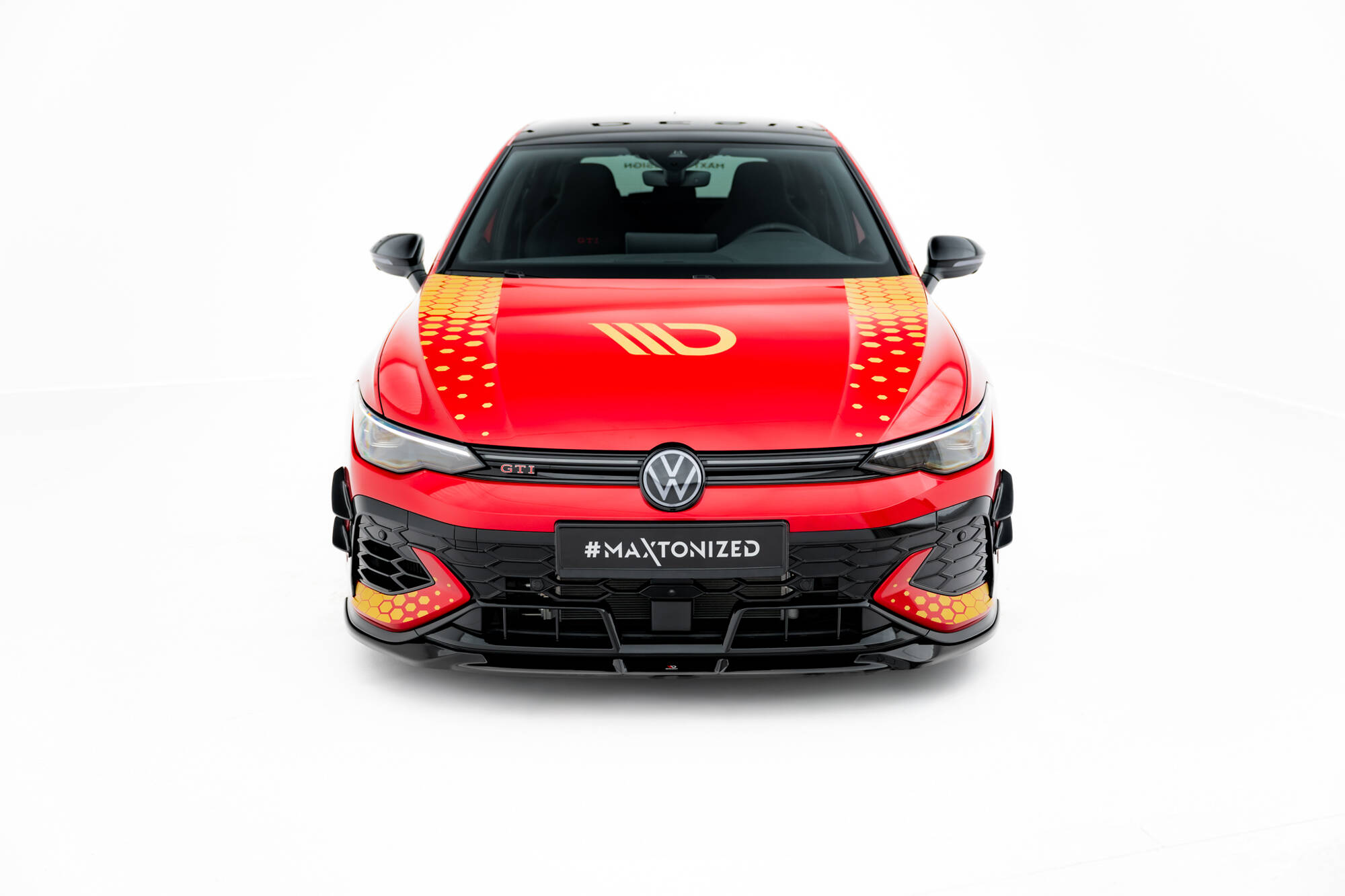 Voorspoiler V.1 Volkswagen Golf GTI Clubsport MK8 Facelift Maxton Glanzend zwart
