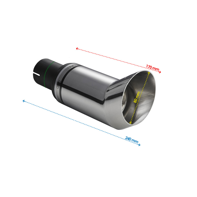 Ulter Sport Embout d'échappement - Ronde DTM/Race Ø80mm - Longueur 170mm - Montage ->50mm - Inoxydable