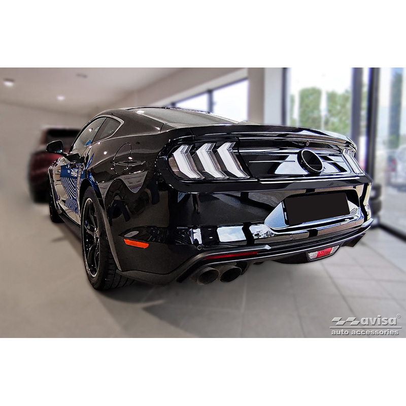 Protection de seuil arrière inox sur mesure pour Ford Mustang VI Coupé 2015-2017 & FL 2017- incl. GT 'Ribs'