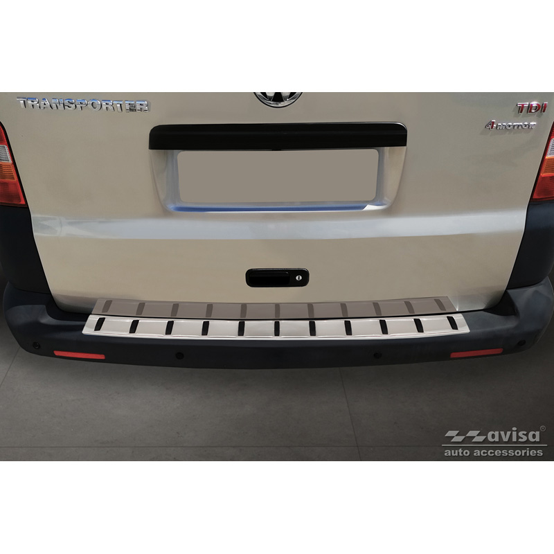 Protection de seuil arrière inox sur mesure pour Volkswagen Transporter T5 2003-2015 incl. Multivan/Caravelle 'STRONG EDITION'