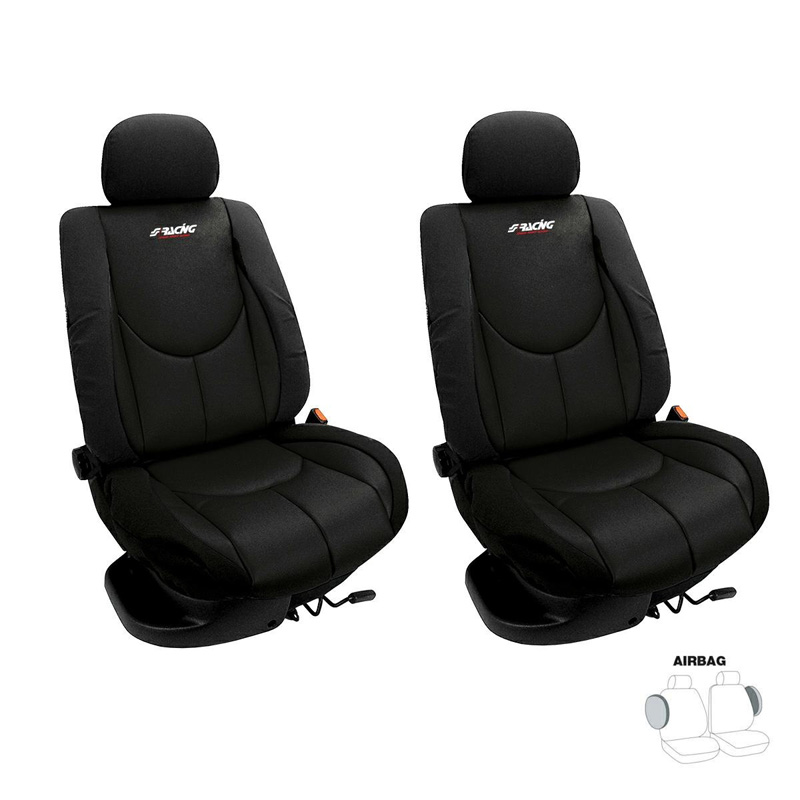 Simoni Racing Set de Housses de Siège Type A - Noir - 6 pièces pour les sièges avant