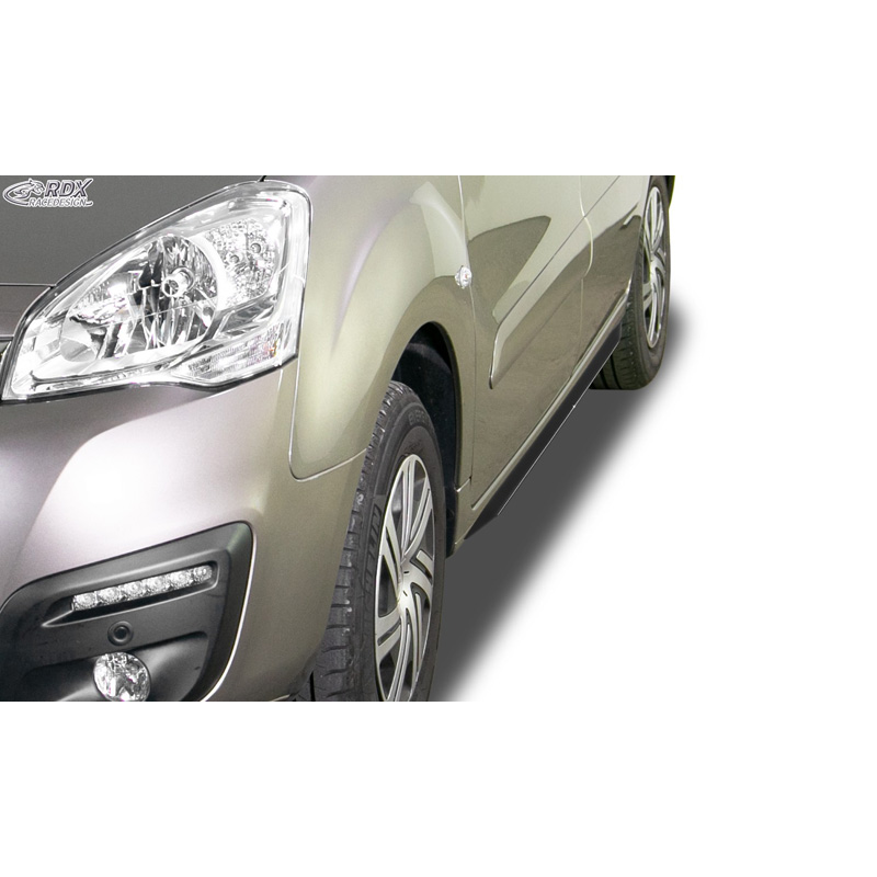 Jupes latérales 'Slim' sur mesure pour Citroën Berlingo (B9)/Peugeot Partner 2008-2018 (ABS noir luisant)