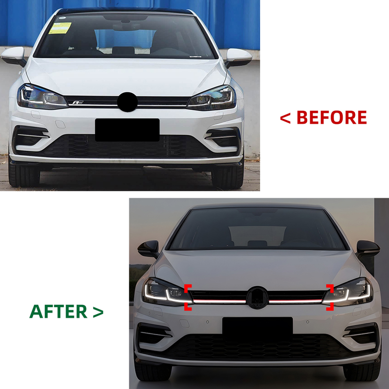 Grill en Optique-R avec Bande-LED sur mesure pour Volkswagen Golf VII (7.5) HB/Variant Facelift 2017-2020