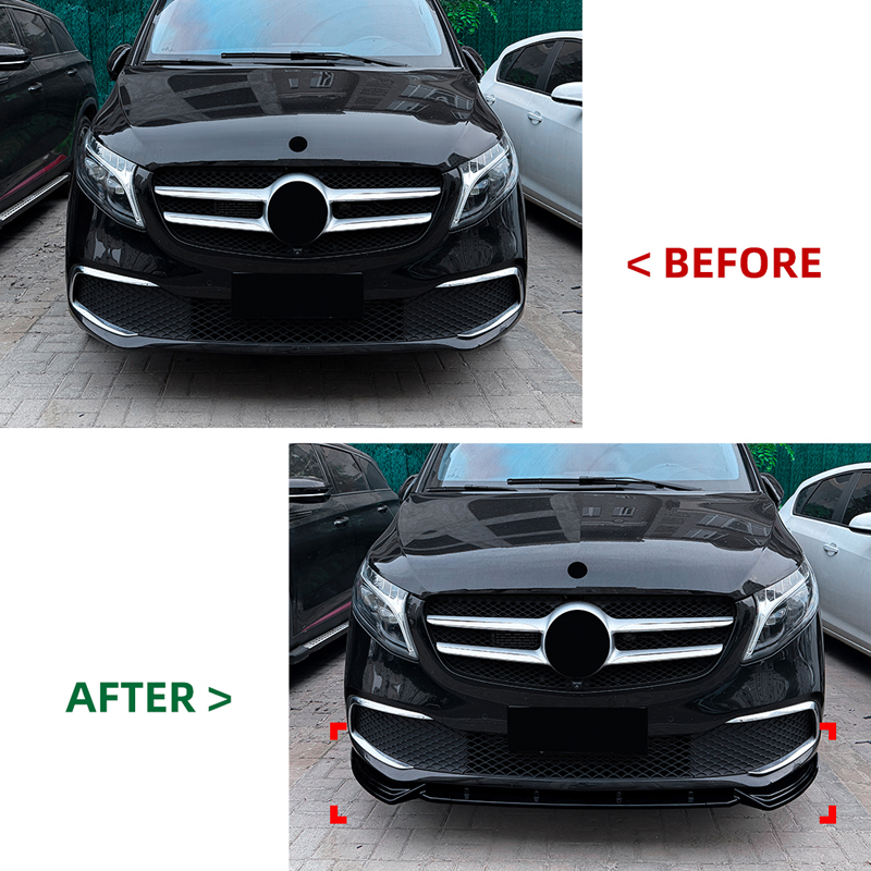 Spoiler avant sur mesure pour Mercedes Classe-V (W447) SE 2019-2023 (ABS Noir luisant)