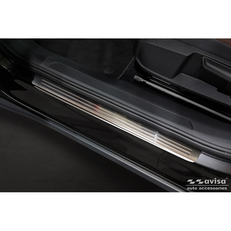 Seuils de portes inoxydable sur mesure pour Volkswagen ID.4 2020 - 'Lines' - 4-pièces