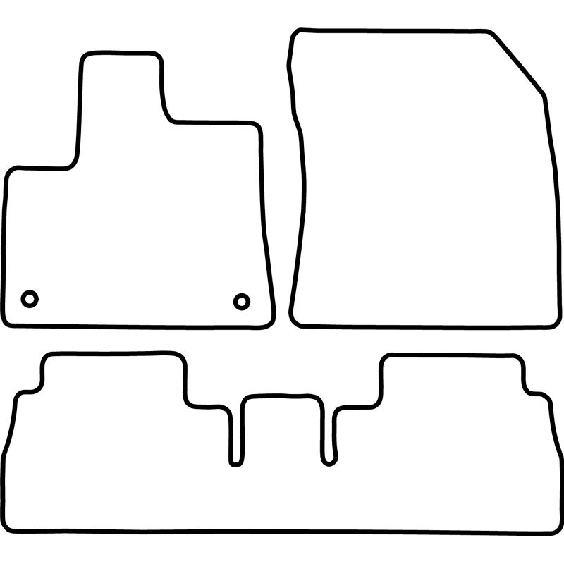 Set de tapis de sol en velours sur mesure pour Citroën Berlingo Multispace / Opel Combo MPV (Tour) / Peugeot Rifter 2018-9/2019 (3-pièces + clips de montage rond)