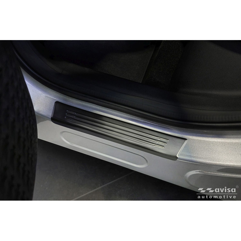 Avisa Seuils de portes inox noir sur mesure pour Omoda 5 2024- - 'Lines' - 4-pièces