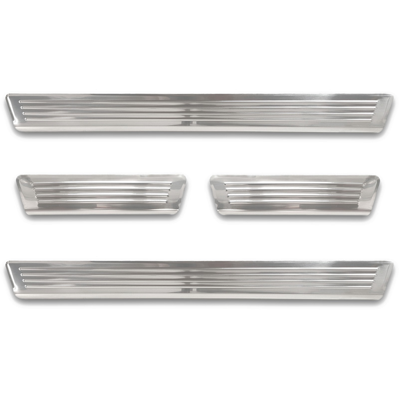 Seuils de portes inoxydable sur mesure pour Skoda Octavia IV Sedan/Kombi 2020-2024 & FL 2024- 'Lines' - 4-pièces