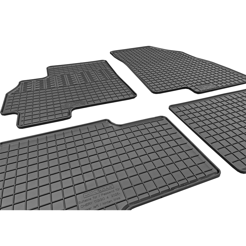CIKCAR Set tapis de caoutchouc sur mesure pour Chery Tiggo 4 Hybrid 2025- (4-pièces + points de fixage)