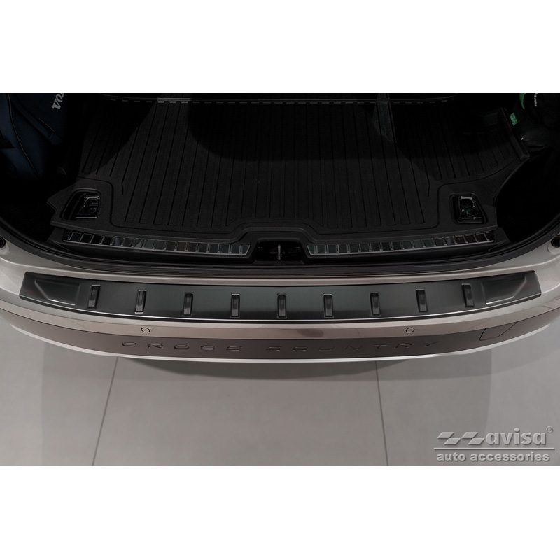 Protection de seuil arrière inox noir sur mesure pour Volvo V90 II 2016- (incl. Cross Country) 'STRONG EDITION'