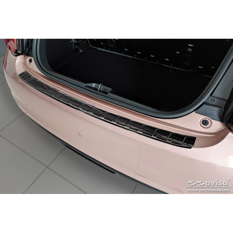 Protection de seuil arrière inox noir sur mesure pour Fiat 500e Berlina, 3+1 & Cabrio 3-portes  2020- 'Ribs'