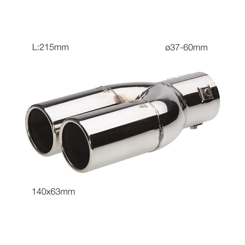 Simoni Racing Embout d'Échappement Rond Double Inox - Ø63xL220mm - Montage ->60mm