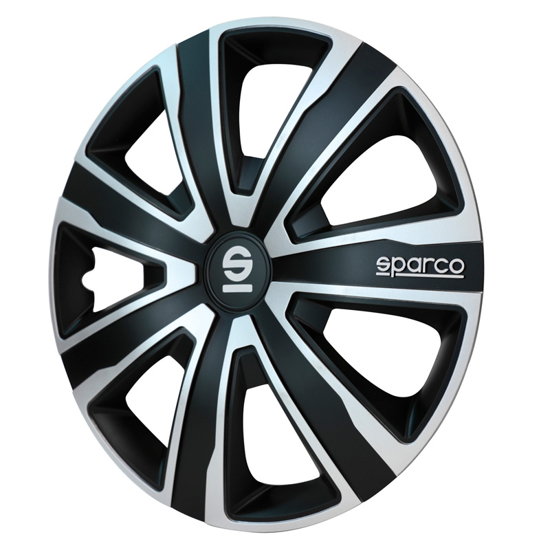 Sparco Enjoliveurs Palermo - 14-pouces - Argent/Noir - Set de 4 pièces