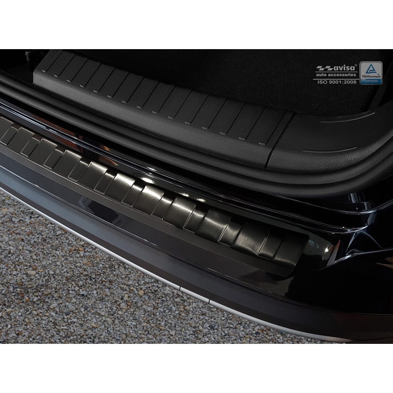 Protection de seuil arrière inox noir sur mesure pour Seat Ateca 2016-2020 & FL 2020- 'Ribs'