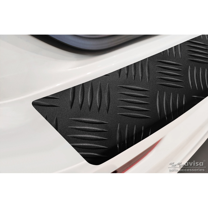 Protection de seuil arrière en aluminium noir mat sur mesure pour Volvo XC60 II 2017-2021 & FL 2021- incl. R-Design 'Riffled Plate'