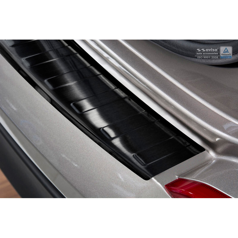 Protection de seuil arrière inox noir sur mesure pour Hyundai Tucson 2015-2018 'Ribs'
