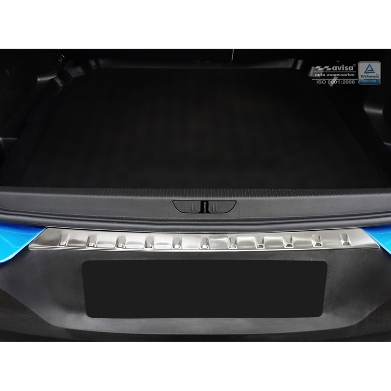 Protection de seuil arrière inox sur mesure pour Opel Grandland X 2017-2021 'Ribs'