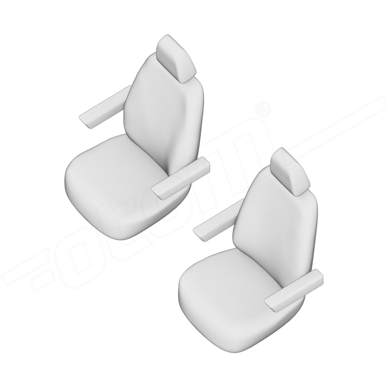 otoM Original Design Housses de siège en tissu 1+1 sur mesure pour Volkswagen Transporter T7 2024- (accoudoirs sur les deux sièges)
