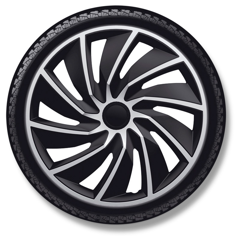 Jeu d'enjoliveurs Turbo Van 17-inch argent/noir (sphère)