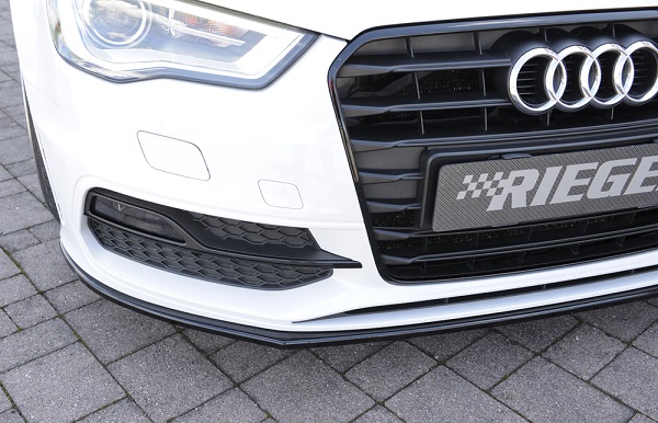 Voorspoiler passend voor Audi A3 8V S-line Rieger Zwart Glans