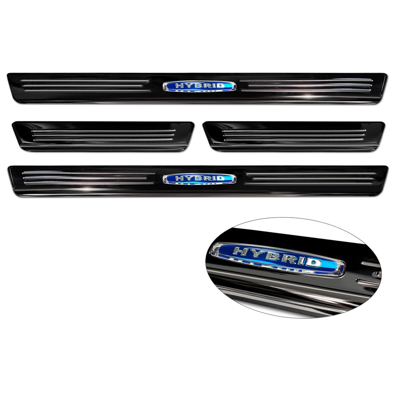Seuils de portes inoxydable noir sur mesure pour Volkswagen Touareg III 2018- 'Hybrid' - 4-pièces