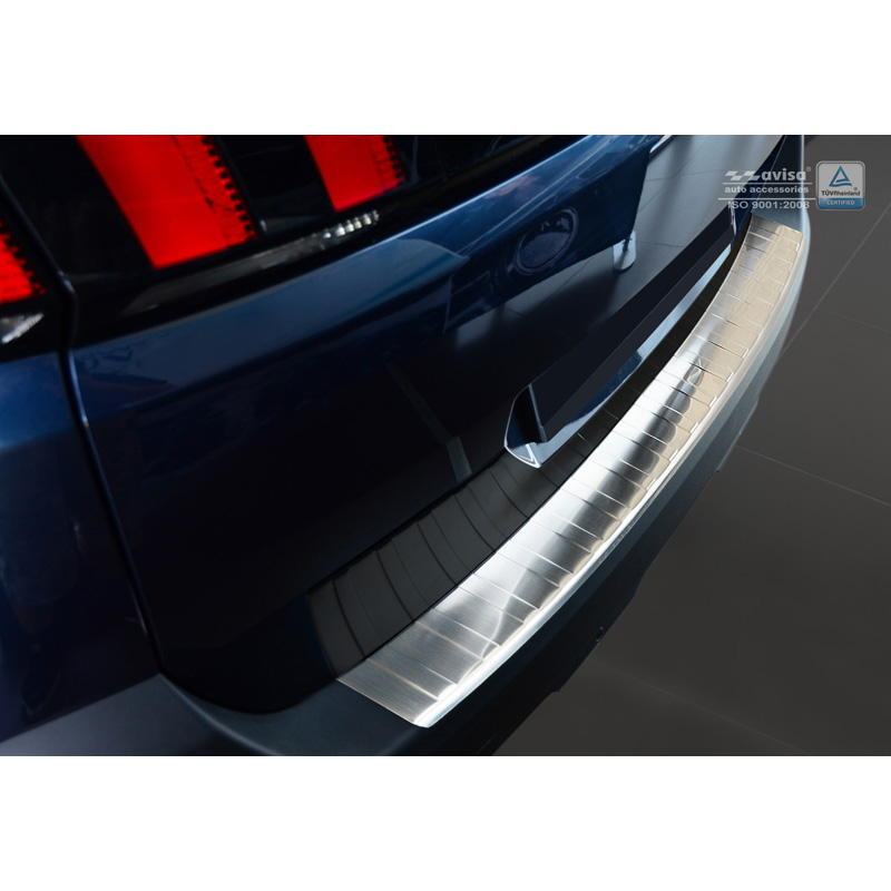 Protection de seuil arrière inox sur mesure pour Peugeot 5008 II 2017-2024 (excl. GT-Line) 'Ribs'
