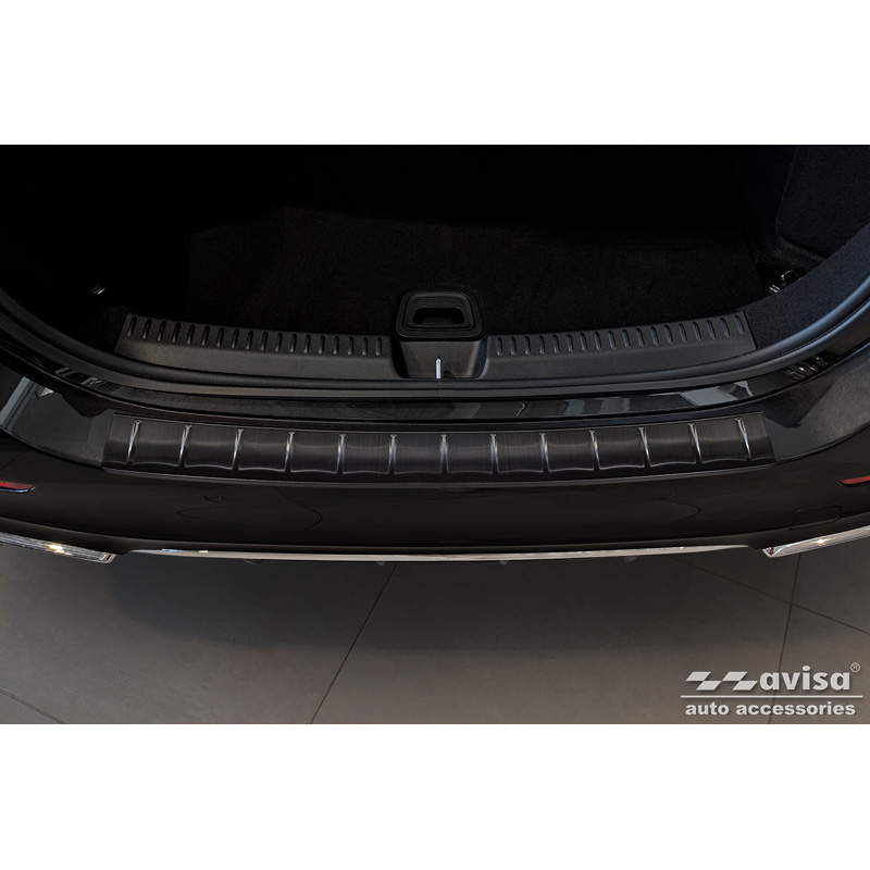 Protection de seuil arrière inox noir sur mesure pour Mercedes Classe-E W214 Sedan 2023- 'Ribs'