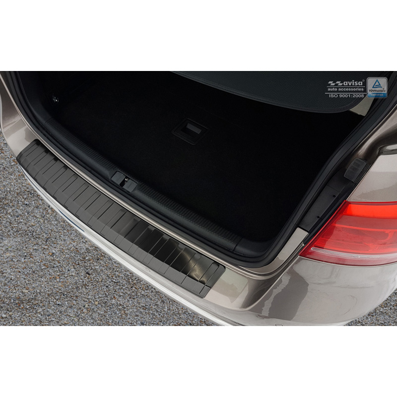 Protection de seuil arrière inox noir sur mesure pour Volkswagen Passat 3C Variant 2011-2014 'Ribs'