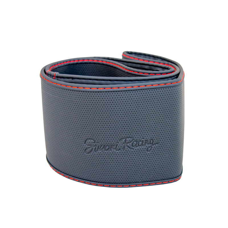 Simoni Racing Couvre-Volant Soft Skin - Eco-Cuir Noir + Couture Rouge - 37-39cm