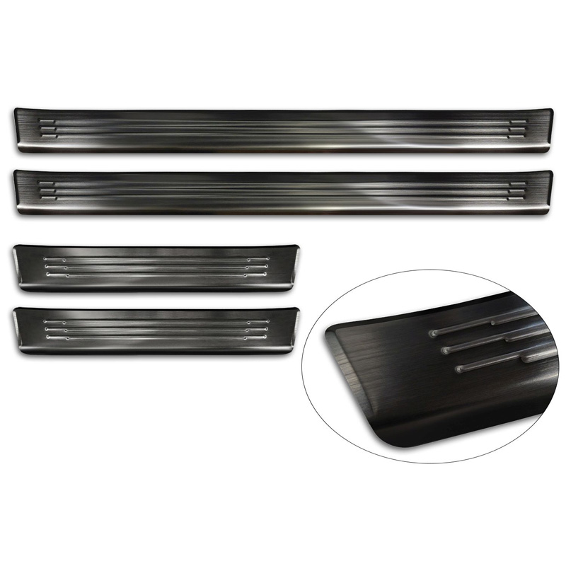 Avisa Seuils de portes inox noir sur mesure pour Omoda 5 2024- - 'Lines' - 4-pièces
