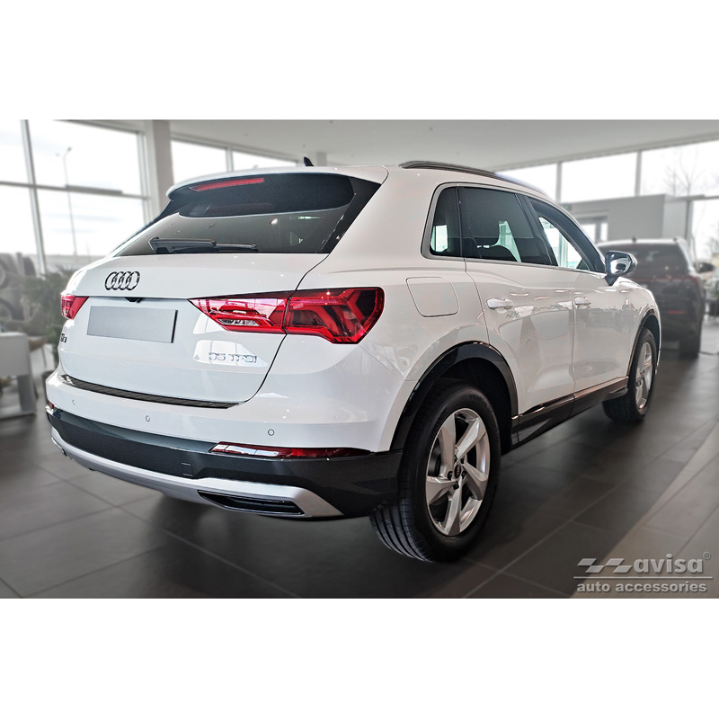 Protection de seuil arrière inox Noir sur mesure pour Audi Q3 II 2019- incl. S-Line 'Ribs'