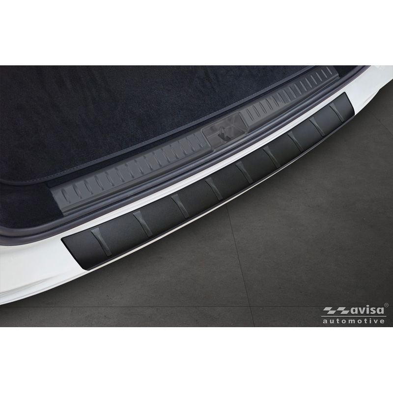 Protection de seuil arrière inox noir mat sur mesure pour Mercedes Classe-E (S214) Estate 2023- 'Ribs'