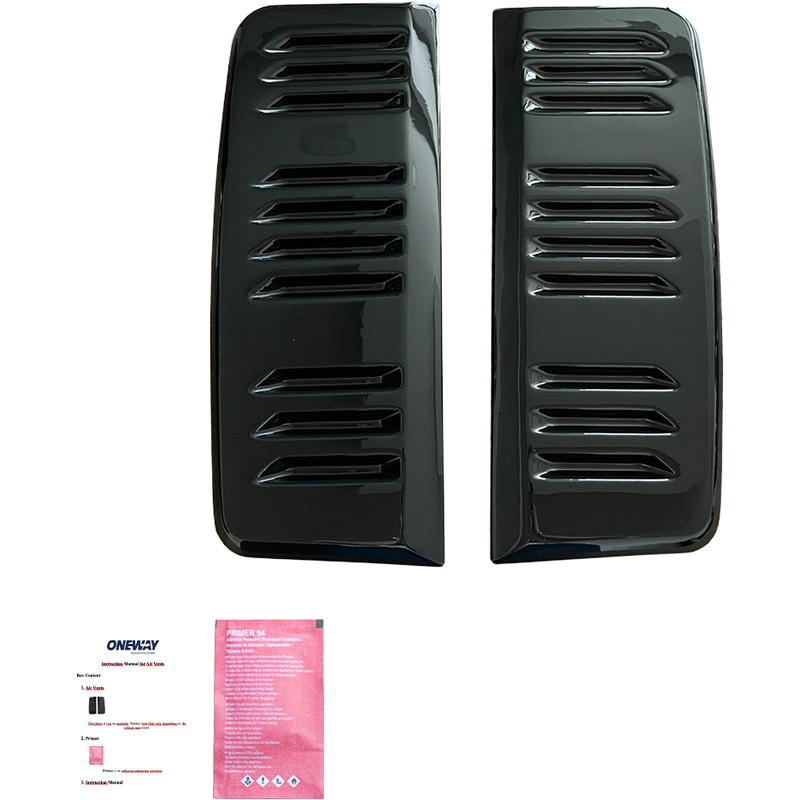 Oneway Jeu de prises d'air (latérales) sur mesure pour Volkswagen Transporter T5.1/T6/T6.1 2010-2022 (Chassis longue) - Version 2 - Noir brillant