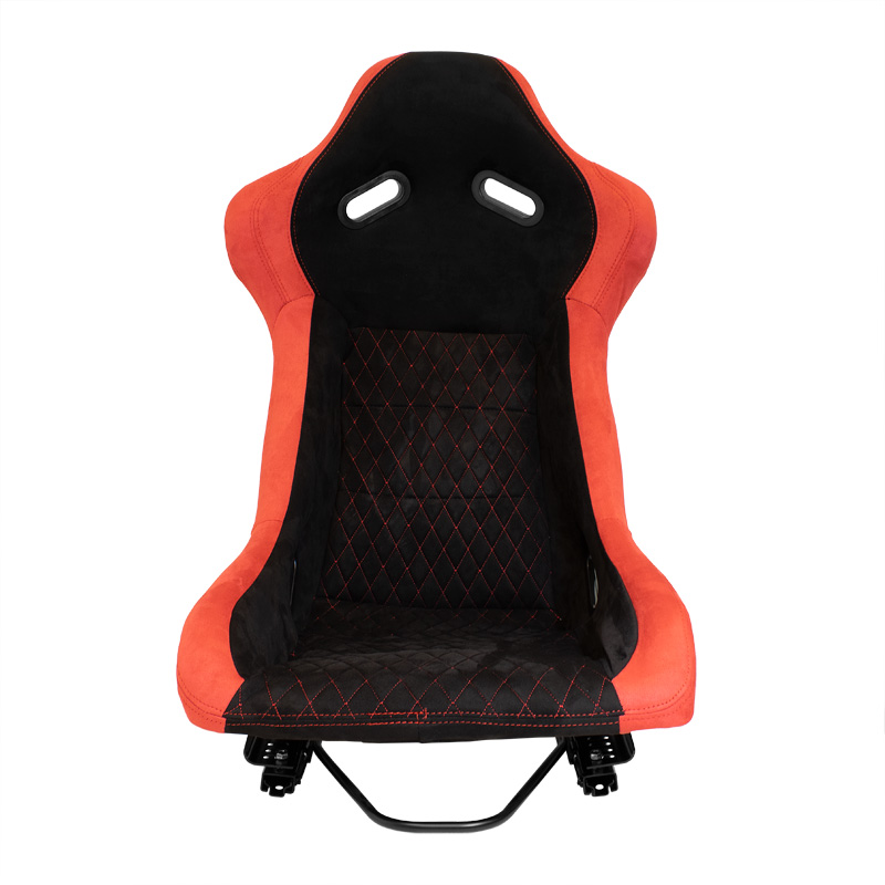 Siège baquet 'LV' - Noir/Rouge - Dossier fixe en polyester - incl. glissières
