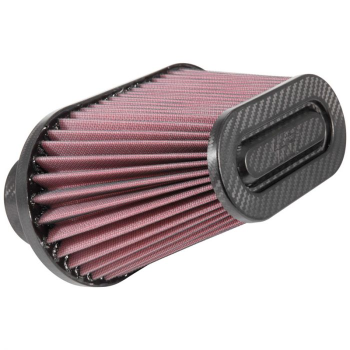 K&N Filtre à Air universel - avec fibre de carbone - 2x raccord 76mm, 254mm x 130mm base, 162mm x 80mm du haut, 140mm hauteur  (RP-6101)