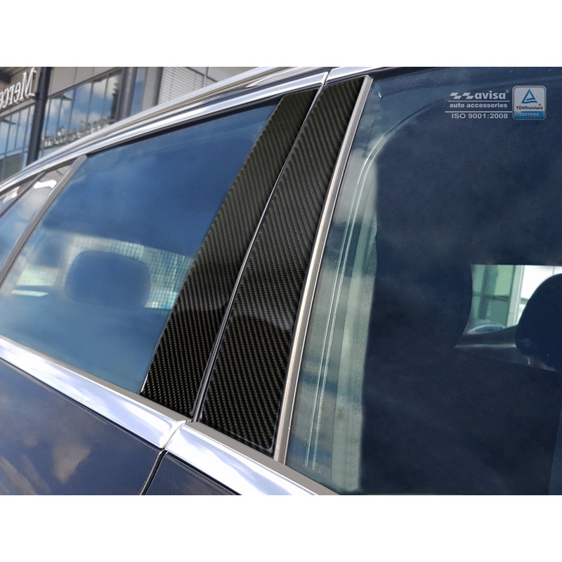 Couvertures de piliers-B sur mesure pour Mercedes-Benz Classe-C W205 Sedan 2014-2021 Noir Carbone