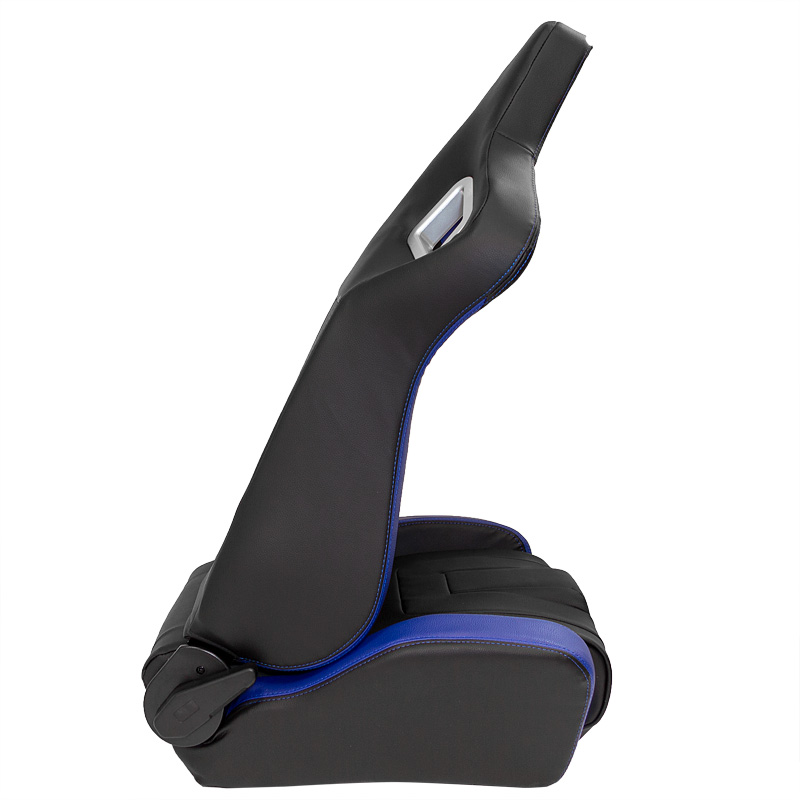 Siège baquet 'RS6-II' - Noir-Mattes/Simili Cuir Bleu - Dossier réglable - incl. glissières
