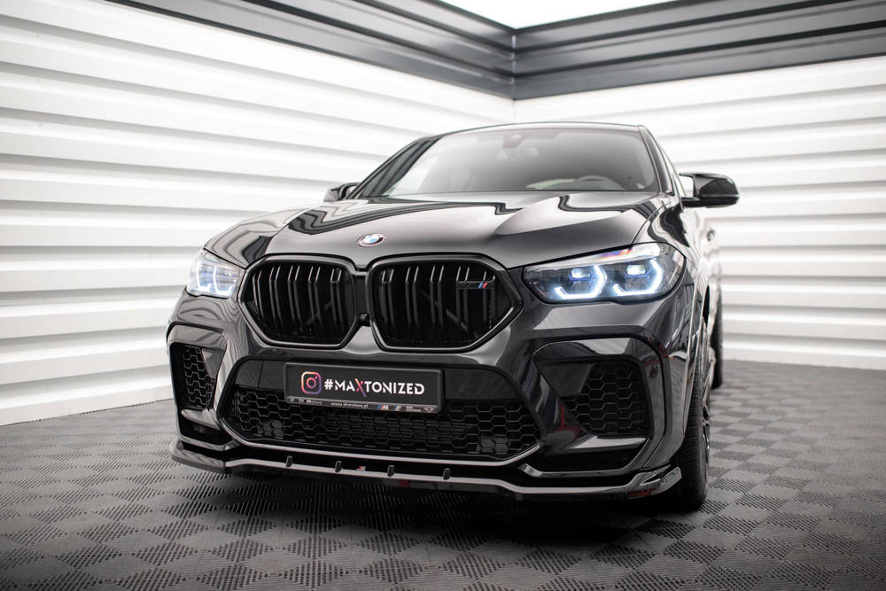 Voorspoiler V.1 BMW X6 M F96 Maxton Glans Zwart