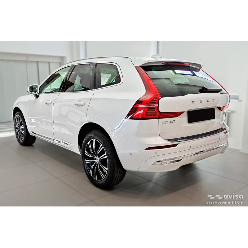 Avisa Protection de seuil arrière inox noir sur mesure pour Volvo XC60 II 2017-2021 & Facelift 2021- incl. R-Design & Plug-in-Hybrid 'Shadow Premium'