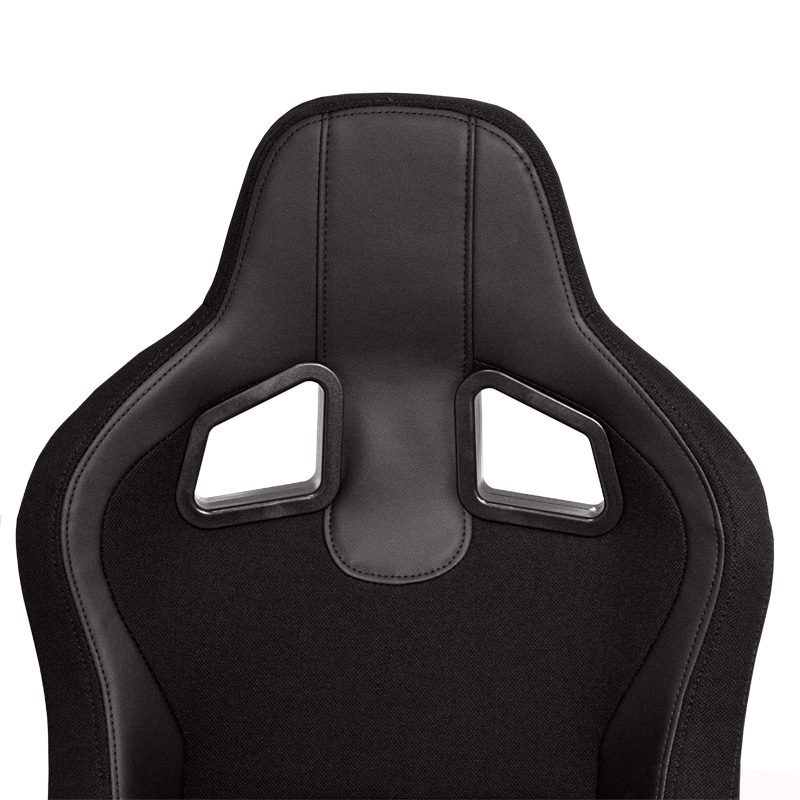 Siège baquet 'MR' - Simili Cuir Noir + Noir Textile Pine - Dossier réglable - incl. glissières